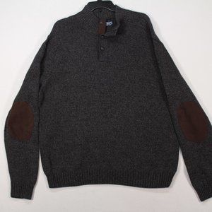 Chaps Sweater Men's XL Gray Long Sleeve Elbow Patches